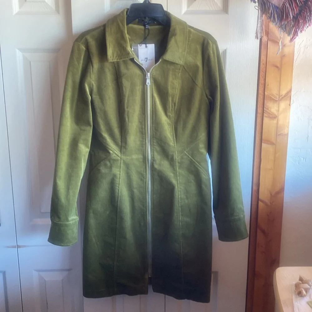 7 For All Mankind NWT Avec Les Filles Zip Up Long Sleeve Corduroy Shirtdress - Picture 4 of 14